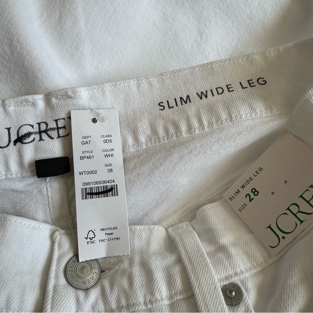 J. Crew Slim Wide Leg Jean in White Ankle length - Picture 11 of 13